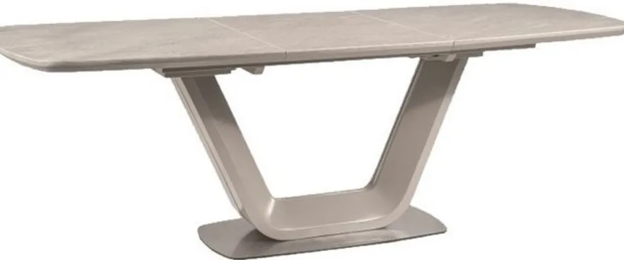 Casa Padrino Luxus Keramik Esstisch Grau / Silber 160-220 x 90 x H. 76 cm - Ausziehbarer Küchentisch - Esszimmer Möbel