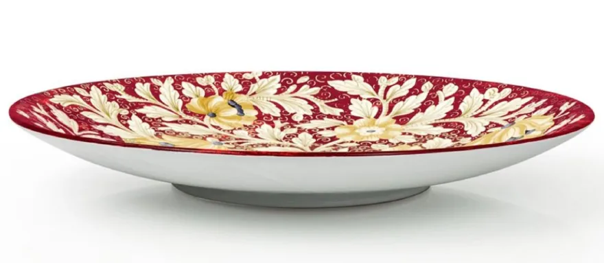 Casa Padrino Luxus Keramik Teller 6er Set Rot / Mehrfarbig Ø 40 cm - Handgefertigte & handbemalte Essteller mit Blumendesign - Hotel & Restaurant Accessoires - Luxus Qualität - Made in Italy