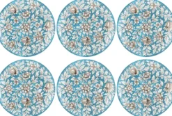 Casa Padrino Luxus Keramik Teller 6er Set Hellblau / Mehrfarbig Ø 40 cm - Handgefertigte & handbemalte Essteller mit Blumendesign - Hotel & Restaurant Accessoires - Luxus Qualität - Made in Italy