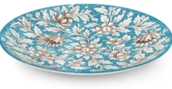 Casa Padrino Luxus Keramik Teller 6er Set Hellblau / Mehrfarbig Ø 40 cm - Handgefertigte & handbemalte Essteller mit Blumendesign - Hotel & Restaurant Accessoires - Luxus Qualität - Made in Italy