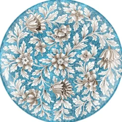 Casa Padrino Luxus Keramik Teller 6er Set Hellblau / Mehrfarbig Ø 40 cm - Handgefertigte & handbemalte Essteller mit Blumendesign - Hotel & Restaurant Accessoires - Luxus Qualität - Made in Italy