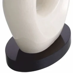Casa Padrino Luxus Keramik Tischleuchte mit ovalem Lampenschirm Weiß / Schwarz / Grau H. 89 cm