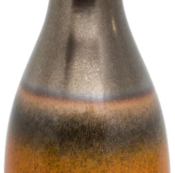 Casa Padrino Luxus Keramik Tischleuchte Silber / Orange Ø 60 x H. 113 cm - Handgefertigte Tischlampe mit schwarzem Lampenschirm