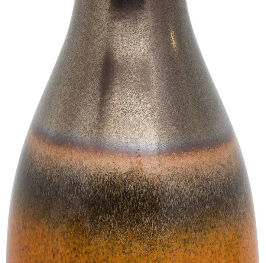 Casa Padrino Luxus Keramik Tischleuchte Silber / Orange Ø 60 x H. 113 cm - Handgefertigte Tischlampe mit schwarzem Lampenschirm