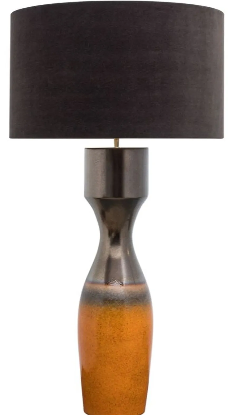 Casa Padrino Luxus Keramik Tischleuchte Silber / Orange Ø 60 x H. 113 cm - Handgefertigte Tischlampe mit schwarzem Lampenschirm