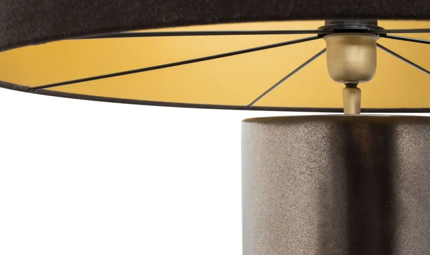 Casa Padrino Luxus Keramik Tischleuchte Silber / Orange Ø 60 x H. 113 cm - Handgefertigte Tischlampe mit schwarzem Lampenschirm