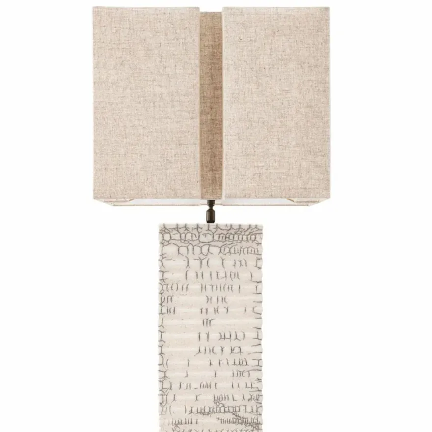 Casa Padrino Luxus Keramik Tischleuchte mit Lampenschirm Antik Weiß / Beige H. 79 cm