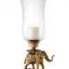 Casa Padrino Luxus Kerzenhalter Elefant Messing Finish mit Granit Sockel, 30,5 x 24 x 64 cm