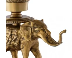 Casa Padrino Luxus Kerzenhalter Elefant Messing Finish mit Granit Sockel, 30,5 x 24 x 64 cm