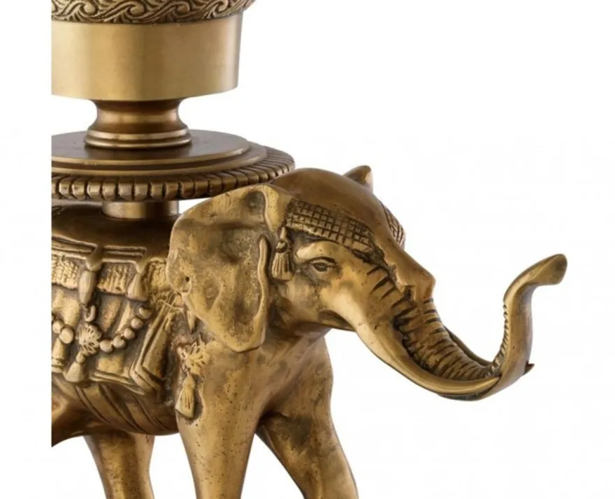 Casa Padrino Luxus Kerzenhalter Elefant Messing Finish mit Granit Sockel, 30,5 x 24 x 64 cm