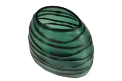 Casa Padrino Luxus Kerzenhalter Türkis / Grau 34 x 22,5 x H. 34 cm - Großes Windlicht aus massivem Farbglas in Aqua und Grau, auch als Vase verwendbar - Luxus Deko Accessoires