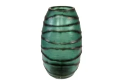 Casa Padrino Luxus Kerzenhalter Türkis / Grau 34 x 22,5 x H. 34 cm - Großes Windlicht aus massivem Farbglas in Aqua und Grau, auch als Vase verwendbar - Luxus Deko Accessoires