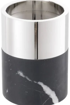 Casa Padrino Luxus Kerzenhalter Set Schwarz / Silber - 3 runde Marmor Kerzenhalter - Luxus Qualität - Deko Accessoires