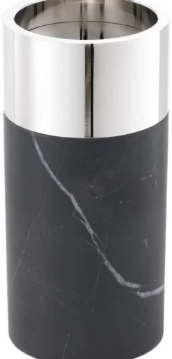 Casa Padrino Luxus Kerzenhalter Set Schwarz / Silber - 3 runde Marmor Kerzenhalter - Luxus Qualität - Deko Accessoires