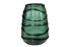 Casa Padrino Luxus Kerzenhalter Türkis / Grau 26 x 19,5 x H. 24 cm - Windlicht aus massivem Farbglas in Aqua und Grau, auch als Vase verwendbar - Luxus Deko Accessoires