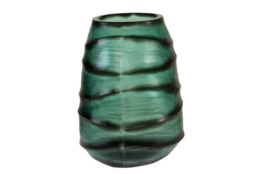 Casa Padrino Luxus Kerzenhalter Türkis / Grau 26 x 19,5 x H. 24 cm - Windlicht aus massivem Farbglas in Aqua und Grau, auch als Vase verwendbar - Luxus Deko Accessoires