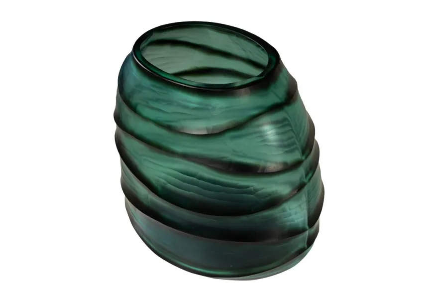 Casa Padrino Luxus Kerzenhalter Türkis / Grau 26 x 19,5 x H. 24 cm - Windlicht aus massivem Farbglas in Aqua und Grau, auch als Vase verwendbar - Luxus Deko Accessoires