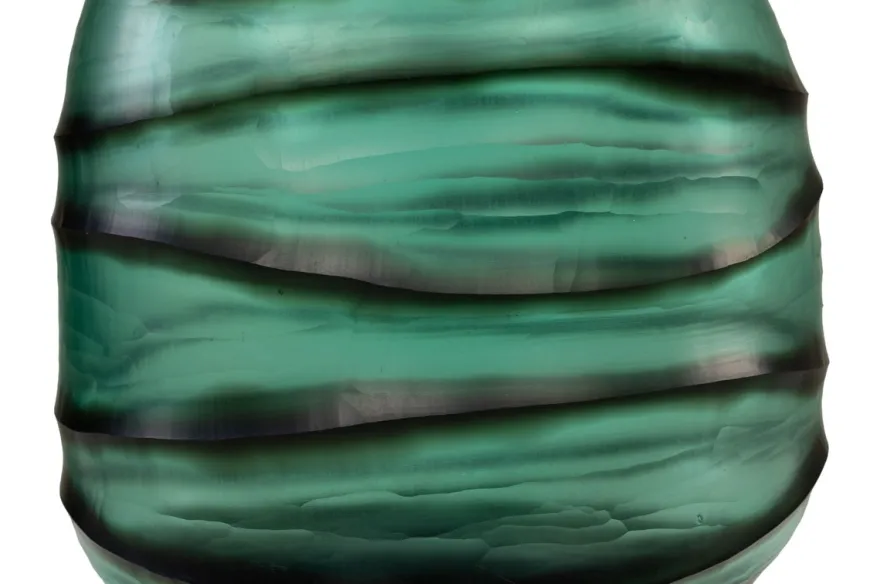 Casa Padrino Luxus Kerzenhalter Türkis / Grau 26 x 19,5 x H. 24 cm - Windlicht aus massivem Farbglas in Aqua und Grau, auch als Vase verwendbar - Luxus Deko Accessoires
