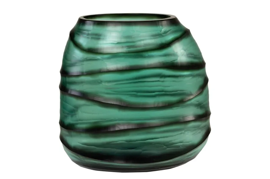 Casa Padrino Luxus Kerzenhalter Türkis / Grau 26 x 19,5 x H. 24 cm - Windlicht aus massivem Farbglas in Aqua und Grau, auch als Vase verwendbar - Luxus Deko Accessoires