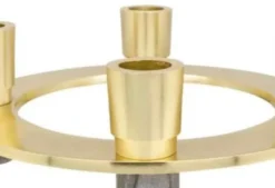 Casa Padrino Luxus Kerzenhalter Gold / Grau Ø 20 x H. 6,5 cm - Hotel & Restaurant Deko