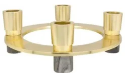 Casa Padrino Luxus Kerzenhalter Gold / Grau Ø 20 x H. 6,5 cm - Hotel & Restaurant Deko