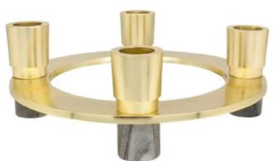 Casa Padrino Luxus Kerzenhalter Gold / Grau Ø 20 x H. 6,5 cm - Hotel & Restaurant Deko