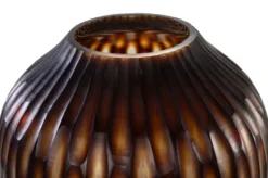 Casa Padrino Luxus Kerzenhalter Braun / Beige Ø 31 x H. 47,5 cm - Großes Windlicht aus massivem Farbglas in Braun und Creme, auch als Vase verwendbar - Luxus Deko Accessoires