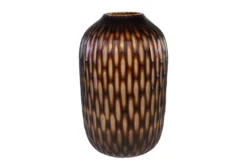 Casa Padrino Luxus Kerzenhalter Braun / Beige Ø 31 x H. 47,5 cm - Großes Windlicht aus massivem Farbglas in Braun und Creme, auch als Vase verwendbar - Luxus Deko Accessoires