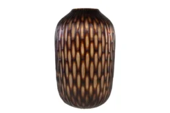 Casa Padrino Luxus Kerzenhalter Braun / Beige Ø 31 x H. 47,5 cm - Großes Windlicht aus massivem Farbglas in Braun und Creme, auch als Vase verwendbar - Luxus Deko Accessoires