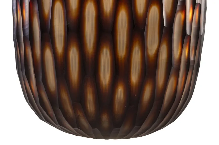 Casa Padrino Luxus Kerzenhalter Braun / Beige Ø 31 x H. 47,5 cm - Großes Windlicht aus massivem Farbglas in Braun und Creme, auch als Vase verwendbar - Luxus Deko Accessoires