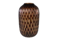 Casa Padrino Luxus Kerzenhalter Braun / Beige Ø 31 x H. 47,5 cm - Großes Windlicht aus massivem Farbglas in Braun und Creme, auch als Vase verwendbar - Luxus Deko Accessoires