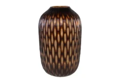 Casa Padrino Luxus Kerzenhalter Braun / Beige Ø 31 x H. 47,5 cm - Großes Windlicht aus massivem Farbglas in Braun und Creme, auch als Vase verwendbar - Luxus Deko Accessoires