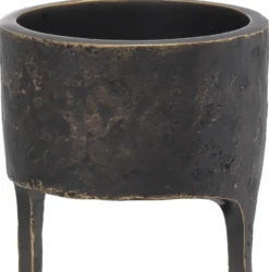 Casa Padrino Luxus Kerzenhalter Bronzefarben / Schwarz Ø 13 x H. 24 cm - Messing Kerzenständer mit Granitsockel - Deko Accessoires