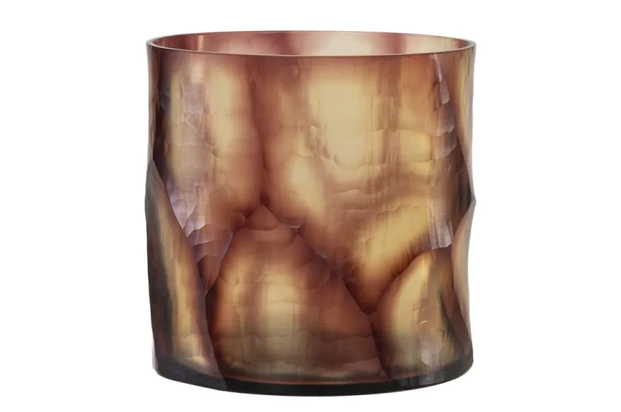 Casa Padrino Luxus Kerzenhalter Lila Ø 17,5 x H. 15,5 cm - Windlicht aus massivem Farbglas in Lila und Klar, auch als Vase verwendbar - Luxus Deko Accessoires