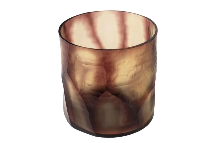 Casa Padrino Luxus Kerzenhalter Lila Ø 17,5 x H. 15,5 cm - Windlicht aus massivem Farbglas in Lila und Klar, auch als Vase verwendbar - Luxus Deko Accessoires