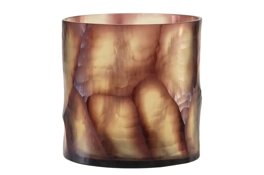 Casa Padrino Luxus Kerzenhalter Lila Ø 17,5 x H. 15,5 cm - Windlicht aus massivem Farbglas in Lila und Klar, auch als Vase verwendbar - Luxus Deko Accessoires