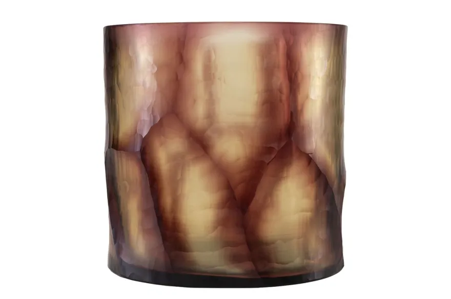 Casa Padrino Luxus Kerzenhalter Lila Ø 17,5 x H. 15,5 cm - Windlicht aus massivem Farbglas in Lila und Klar, auch als Vase verwendbar - Luxus Deko Accessoires