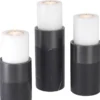 Casa Padrino Luxus Kerzenhalter Set Schwarz / Bronzefarben - 3 runde Marmor Kerzenhalter - Luxus Qualität - Deko Accessoires
