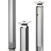 Casa Padrino Luxus Kerzenhalter 3er Set - Kristallglas Metall Grau / Silber - 12 x 12 x H. 30/43/57 cm