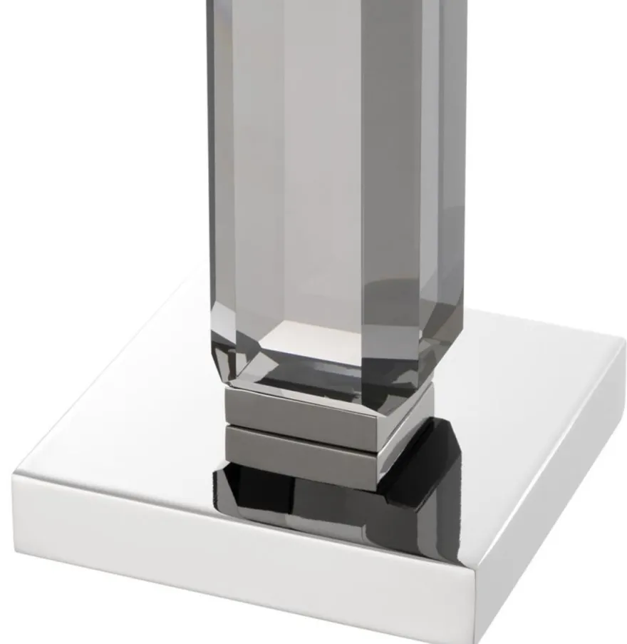 Casa Padrino Luxus Kerzenhalter 3er Set - Kristallglas Metall Grau / Silber - 12 x 12 x H. 30/43/57 cm