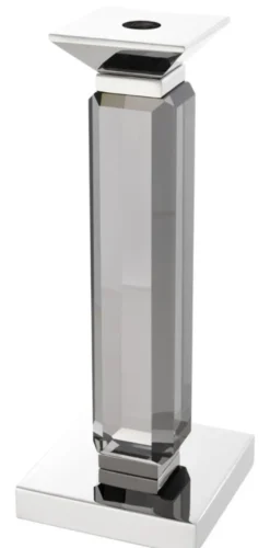Casa Padrino Luxus Kerzenhalter 3er Set - Kristallglas Metall Grau / Silber - 12 x 12 x H. 30/43/57 cm