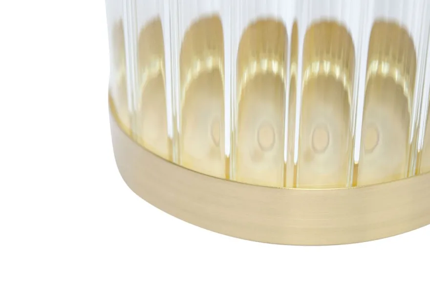 Casa Padrino Luxus Kerzenhalter Gold Ø 10 x H. 30-33 cm - Kerzenhalter aus massivem gebürstetem Messing mit Glaszylinder - Luxus Deko Accessoires
