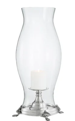 Casa Padrino Luxus Kerzenleuchter aus Messing, Eisen und Glas, silber, Durchmesser 29 x H. 53,5 cm