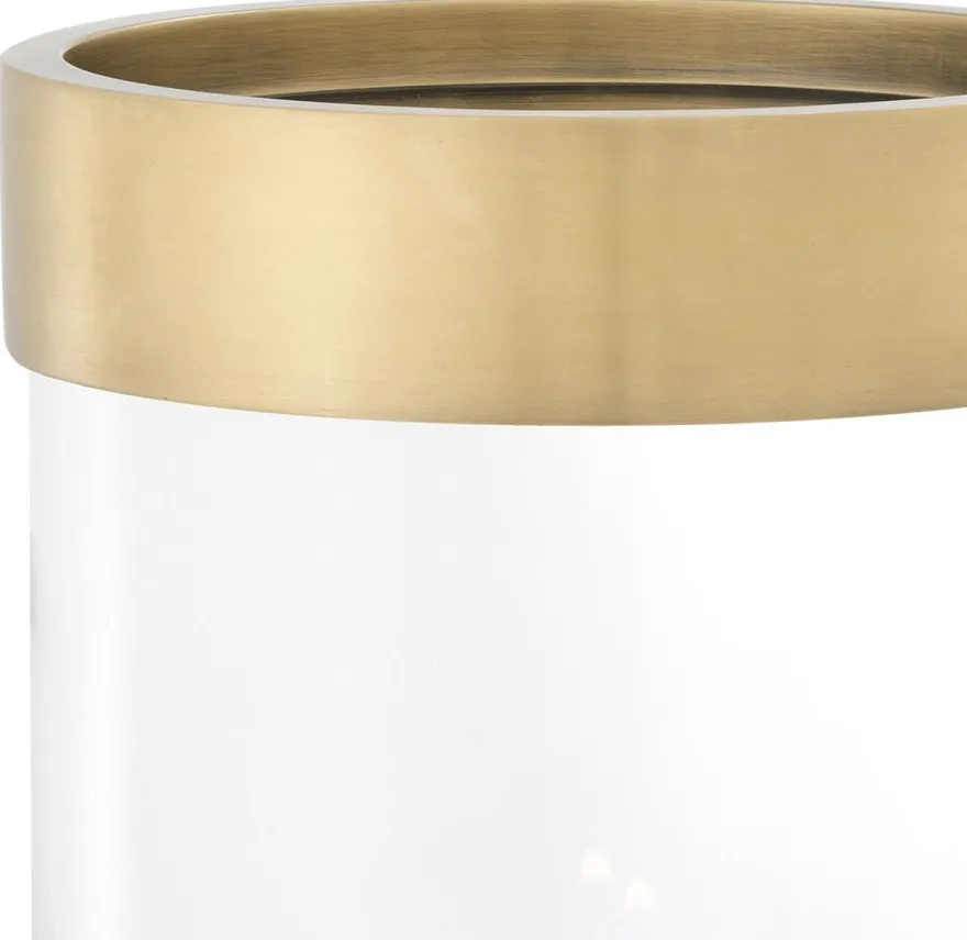 Casa Padrino Luxus Kerzenleuchter Antik Messing Ø 20 x H. 31,5 cm - Runder Glas Kerzenleuchter mit Aluminium Ring - Luxus Kollektion