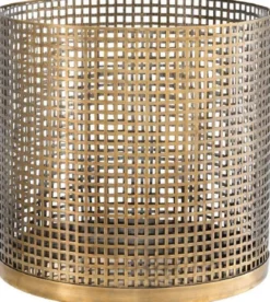 Casa Padrino Luxus Kerzenleuchter Vintage Messingfarben Ø 25,5 x H. 25 cm - Runder Kerzenleuchter aus Edelstahl und Glas - Luxus Deko Accessoires
