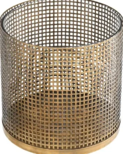 Casa Padrino Luxus Kerzenleuchter Vintage Messingfarben Ø 25,5 x H. 25 cm - Runder Kerzenleuchter aus Edelstahl und Glas - Luxus Deko Accessoires