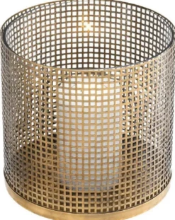 Casa Padrino Luxus Kerzenleuchter Vintage Messingfarben Ø 25,5 x H. 25 cm - Runder Kerzenleuchter aus Edelstahl und Glas - Luxus Deko Accessoires