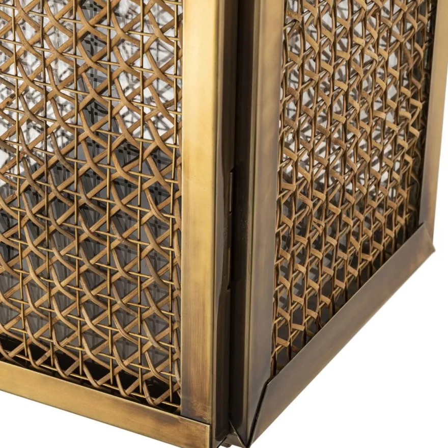 Casa Padrino Luxus Kerzenleuchter Vintage Messing 23 x 24 x H. 114 cm - Edelstahl Laterne mit Tragegriff - Gastronomie Accessoires - Restaurant Accessoires - Hotel Accessoires - Deko Accessoires