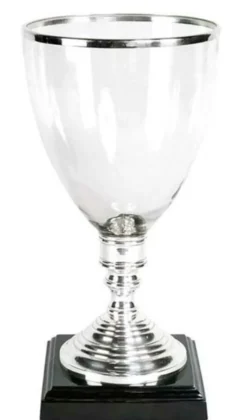 Casa Padrino Luxus Kerzenleuchter aus Aluminium und Glas - Silber / Schwarz, 26 x H. 50 cm