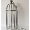 Casa Padrino Luxus Kerzenleuchter Messing vernickelt im Vogelkäfig Design 25 x H. 56 cm - Hotel Restaurant Accessoires Windlicht Ständer Hurricane